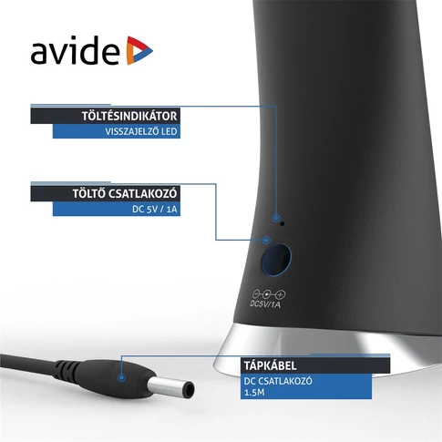 Asztali lámpa LED, AVIDE Üzleti bőrhatású naptár, 6W, 5000K, fekete