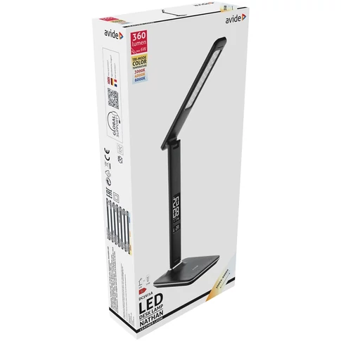 Asztali lámpa LED, AVIDE Irodai bőrhatású naptár Nathan, 6W, 5000K, fekete