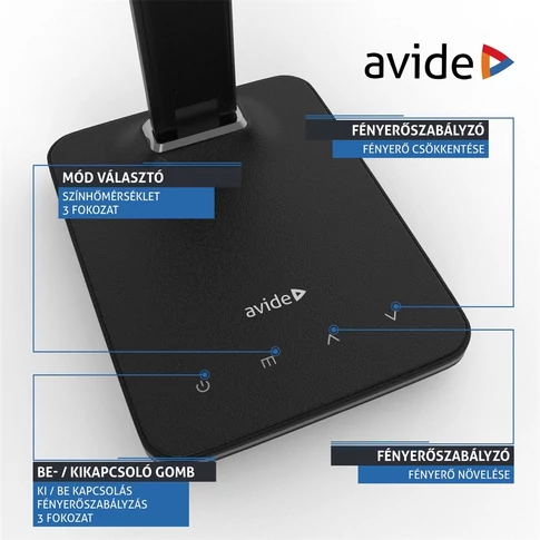 Asztali lámpa LED, AVIDE Irodai bőrhatású naptár Nathan, 6W, 5000K, fekete