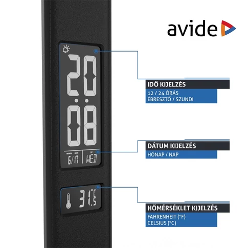 Asztali lámpa LED, AVIDE Irodai bőrhatású naptár Nathan, 6W, 5000K, fekete