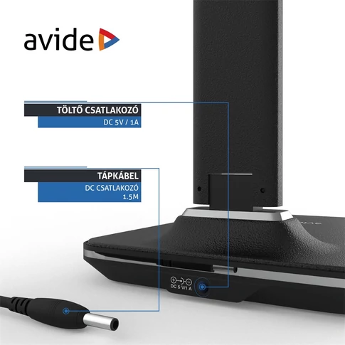 Asztali lámpa LED, AVIDE Irodai bőrhatású naptár Nathan, 6W, 5000K, fekete