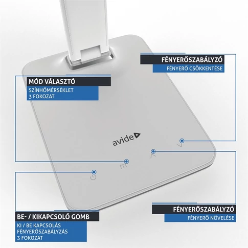 Asztali LED lámpa, Nathan, kijelzős, 6W, 5000K, AVIDE, fehér