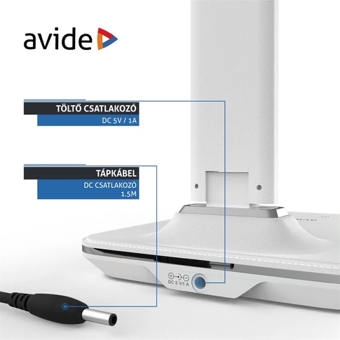 Asztali LED lámpa, Nathan, kijelzős, 6W, 5000K, AVIDE, fehér