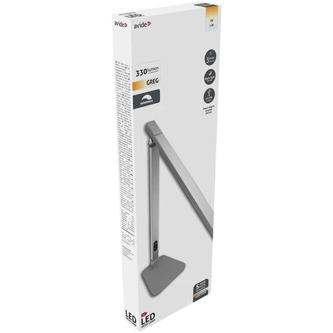 Asztali LED lámpa, összecsukható, 8W, 5000K, AVIDE, szürke