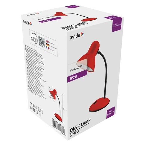 Asztali lámpa, AVIDE Basic Simple, 40W, piros