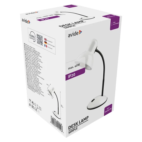 Asztali lámpa, AVIDE Basic Simple, 40W, fehér