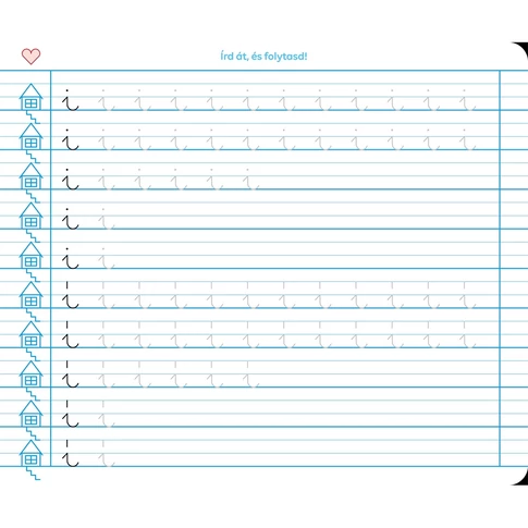 Füzet iskolai, 32lap, írás gyakorló előírt 1.osztályos fekvő Süni Meixner