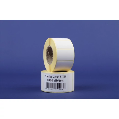 Etikett thermo 26x43mm, tekercses 1000 címke/tekercs