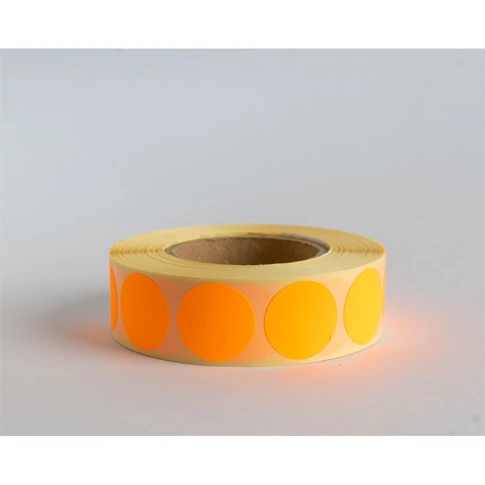 Etikett címke, 20mm, körcímke tekercses 1000 db/tekercs fluo narancs