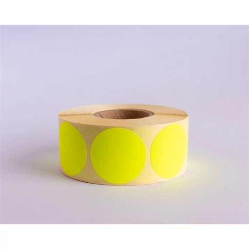 Etikett címke, 38mm, körcímke tekercses 1000 db/tekercs fluo sárga