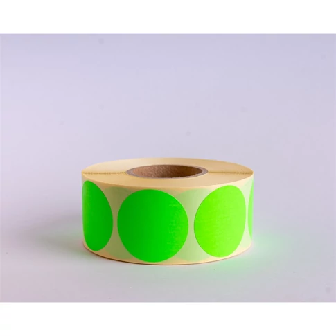 Etikett címke, 38mm, körcímke tekercses 1000 db/tekercs fluo zöld