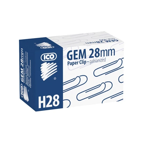 ICO 28 mm-es H28 gemkapocs 100 darabos dobozban – klasszikus fém papírkapocs iratrendezéshez irodai és otthoni használatra