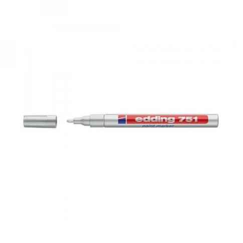 Edding 751 ezüst lakkmarker 1–2 mm – kerek hegyű festékmarker tartós feliratozáshoz és jelöléshez fémre, üvegre, műanyagra