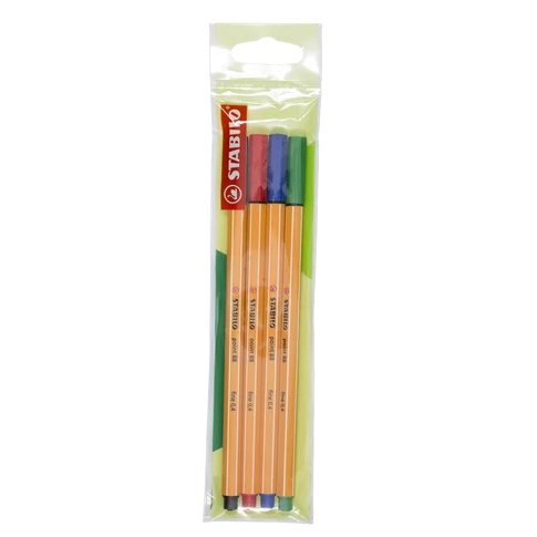 STABILO Point 88 tűfilc készlet 4 szín 0,4 mm rostirón színes jegyzeteléshez