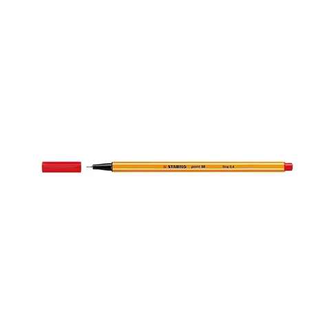 Piros STABILO 88 rostirón 0,4 mm-es tűheggyel – tartós tinta, megbízható vonalvezetés, ergonomikus forma