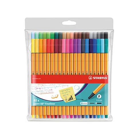 Rostirón, tűfilc készlet, 0,4 mm, 8840 STABILO Point 88, 40 szín