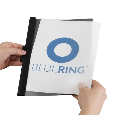 Gyorsfűző klip mappa A4 műanyag 60 laphoz fém klippes fekete BLUERING