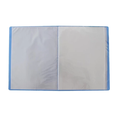 Bluering A4 iratvédő mappa, 20 átlátszó tasakkal, kék borító – 40 oldalnyi látható tartalom, irodai használatra