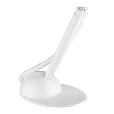 Elegáns, fehér testű, kék írásszínű ügyféltoll irodákba, munkahelyekre