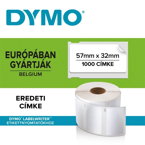 Dymo etikett LW nyomtatóhoz eltávolítható 32x57mm fehér ORIGINAL 1000 db etikett/doboz