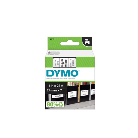 Dymo D1 feliratozógép szalag S0720930/53713 24mmx7m fekete/fehér ORIGINAL