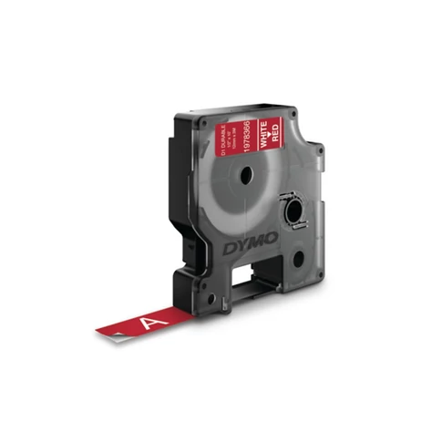 Feliratozógép szalag tartós Dymo D1 1978366 12mmx3m, ORIGINAL, fehér/piros
