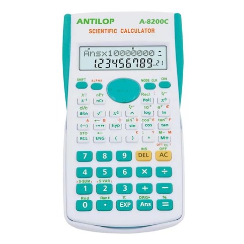 Tudományos számológép 240 funkciós Antilop A-8200C türkiz statisztikai menü lineáris regresszió