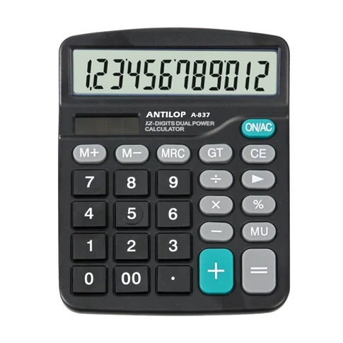 Antilop A-837 asztali számológép, 12 számjegy, nagy döntött kijelző – irodai használatra