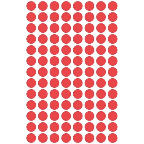 Avery jelölőpont etikett piros színben – Ø8 mm kerek címke, 4 ív/doboz, dokumentumok kategorizálásához