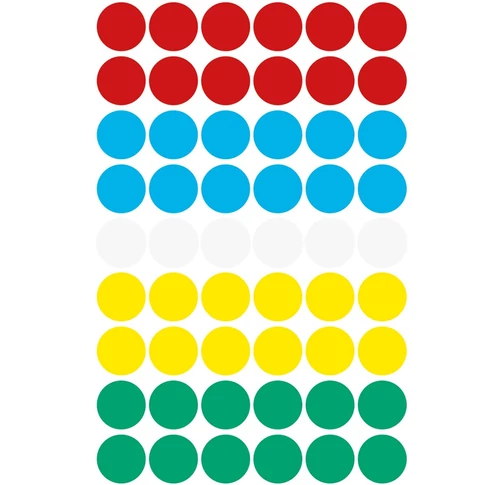 Etikett címke, o12mm, jelölésre, 5 klf. szín 54 címke/ív, 5 ív/doboz, Avery vegyes