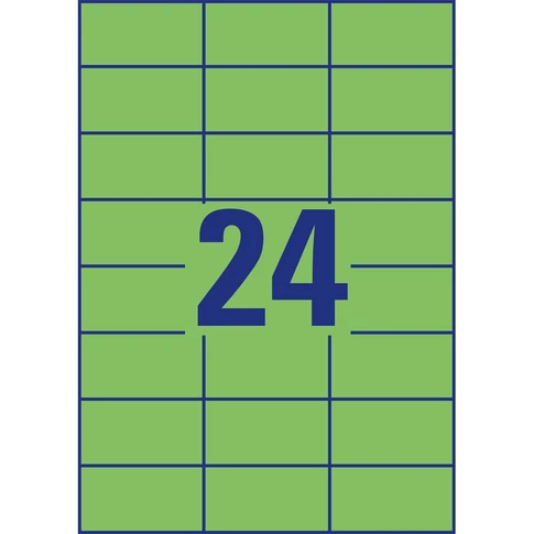 Etikett címke, univerzális 70 x37 mm, 24 címke/ív, 100 ív/doboz, Avery zöld