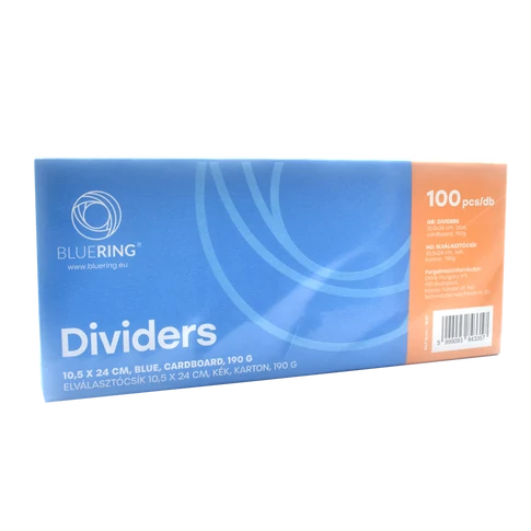 Elválasztócsík, karton 190g. 10,5x24cm, 100 db/csomag, Bluering® kék