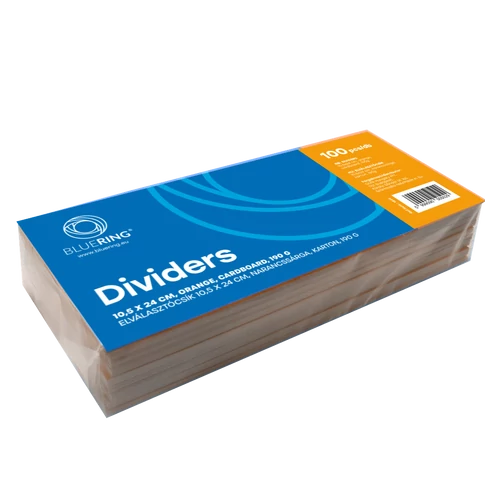 Iratok, dokumentumok rendszerezésére szolgáló narancs elválasztó kartoncsík 190 g, Bluering, 100 db