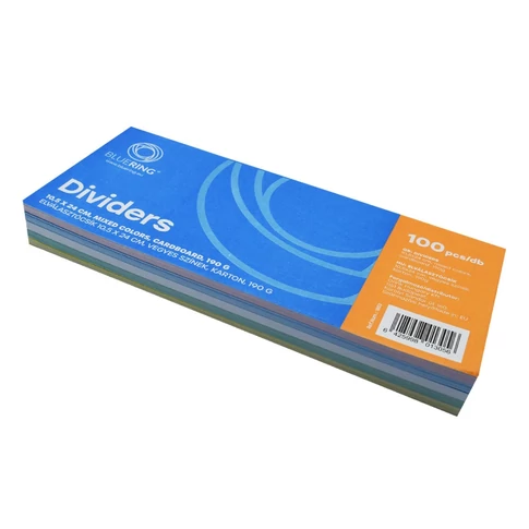 Bluering vegyes színű karton elválasztócsíkok 190 g/m², mérete 10,5×24 cm, 100 darab / csomag
