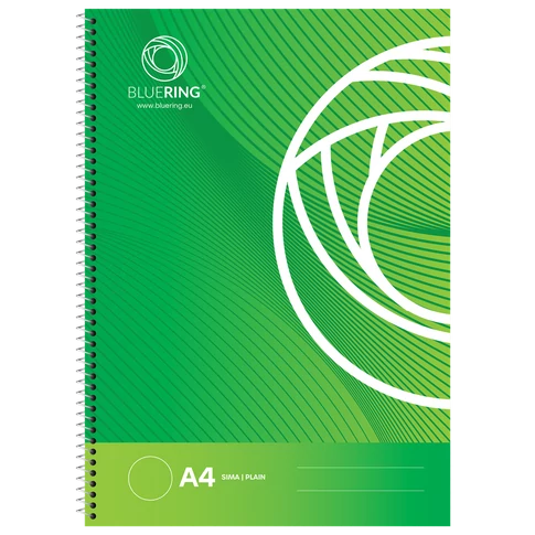 Bluering® A4 spirálfüzet, 70 lap, sima, fehér oldalakkal, oldalsó spirállal