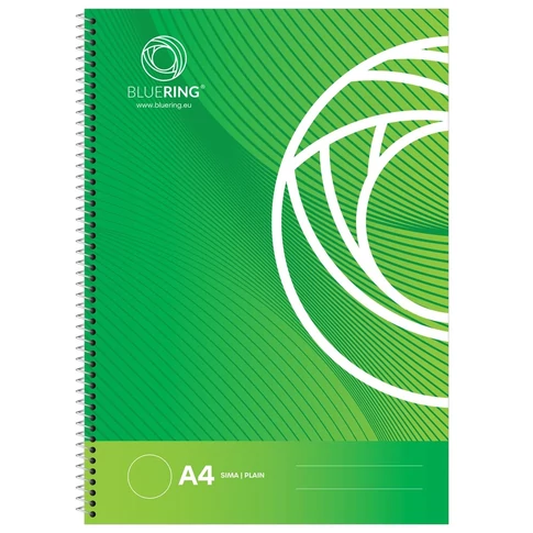 Bluering® A4 spirálfüzet, 70 lap, sima, fehér oldalakkal, oldalsó spirállal
