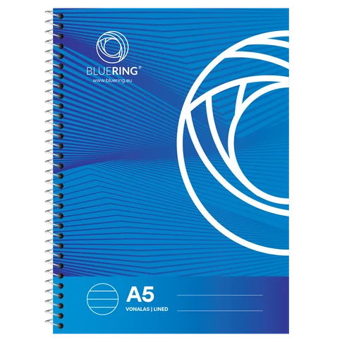 Bluering® spirálfüzet A5 méretben, 70 lapos, vonalas belsővel, fém spirálkötéssel
