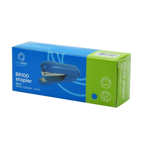 Bluering® BR100 kék tűzőgép, NO.10 kapocshoz, 10 lap kapacitással, asztali irodai használatra