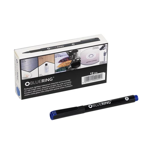 Bluering alkoholos OHP tűfilc 1 mm heggyel, kék színben átlátszó felületek jelöléséhez