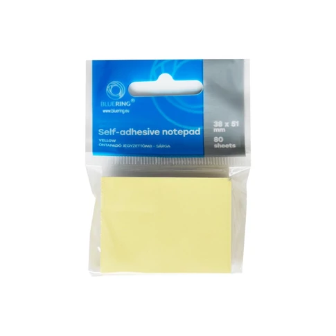Bluering sárga öntapadós jegyzetlapok 38×51 mm – gyors üzenetekhez, irodába
