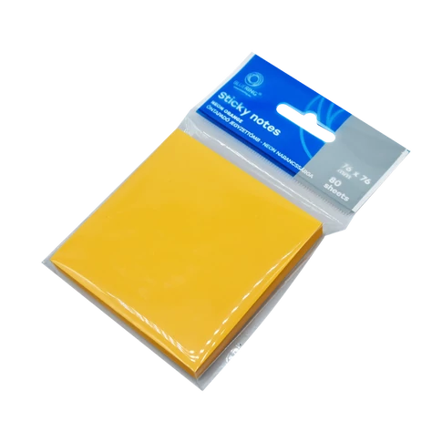 Bluering® öntapadó jegyzettömb 76×76 mm, 80 lap, neon narancs – élénk színű, visszaszedhető ragasztású jegyzetlap irodai, otthoni és projektcélú használatra