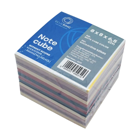 Bluering® színes kockatömb 8×8×6,5 cm – ragasztás nélküli jegyzetlap kocka gyors feljegyzésekhez