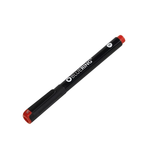 Bluering OHP S 0,4 mm piros alkoholos tűfilc vékony heggyel, fóliák, műanyag tasakok, dossziék és egyéb sima felületek tartós, finom feliratozásához