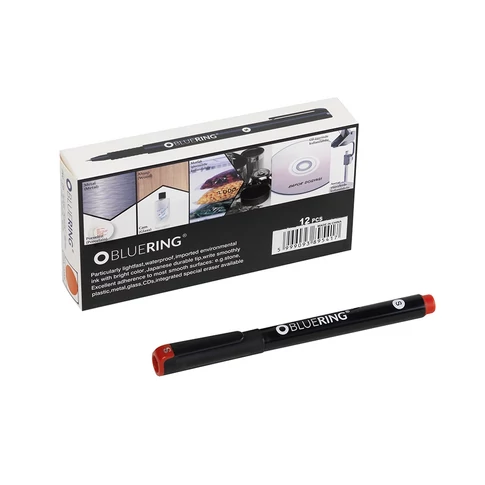 Piros Bluering OHP S 0,4 mm vékony hegyű alkoholos tűfilc írásvetítő fóliák és dokumentumtartók jelölésére