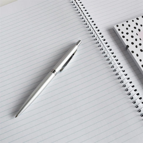 Golyóstoll 0,8mm, fém, rozsdamentes acél test, díszdobozban Bluering® Metal, írásszín kék