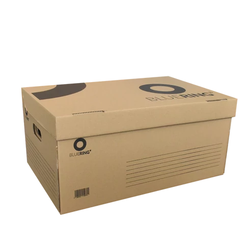 Barna, karton archiváló konténer fedeles Bluering 54x36x25 cm irodai tároláshoz