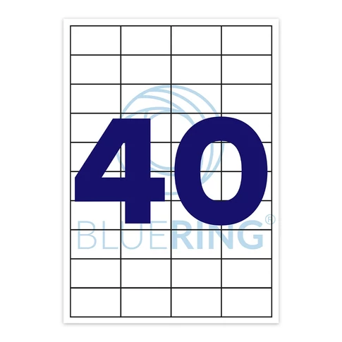 Bluering® öntapadós etikett címke, 52,5×29,7 mm, 100 lapos kiszerelés, 40 címke/lap