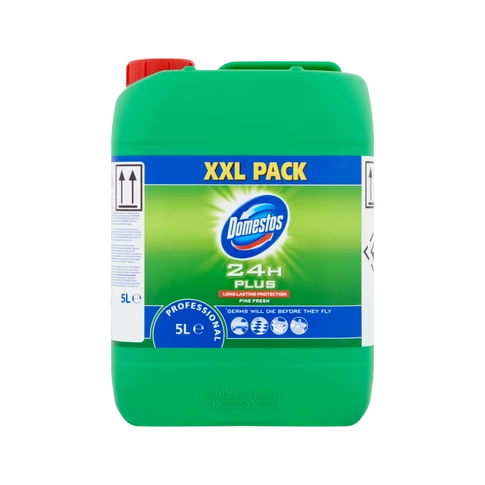 Domestos Professional Pine Fresh 5 literes fertőtlenítő-lemosószer friss fenyőillattal – koncentrált baktérium-, gomba- és vírusölő formula nagyfelhasználós helyiségekhez