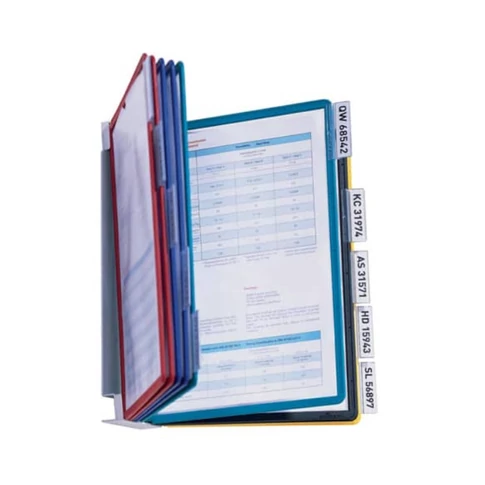 Fali bemutatótábla-tartó Durable Vario Wall 10, 10 db A4-es táblával, vegyes színek