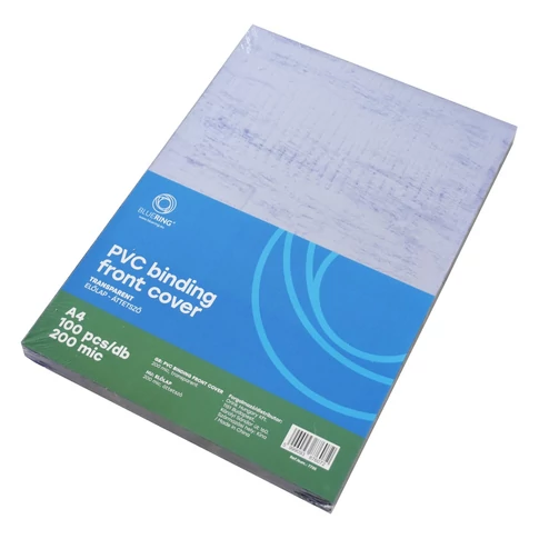Átlátszó Bluering® előlap A4 méretben, 200 mikron vastagsággal, 100 darabos kiszerelésben, dokumentumvédő és fedőlap irodai használatra